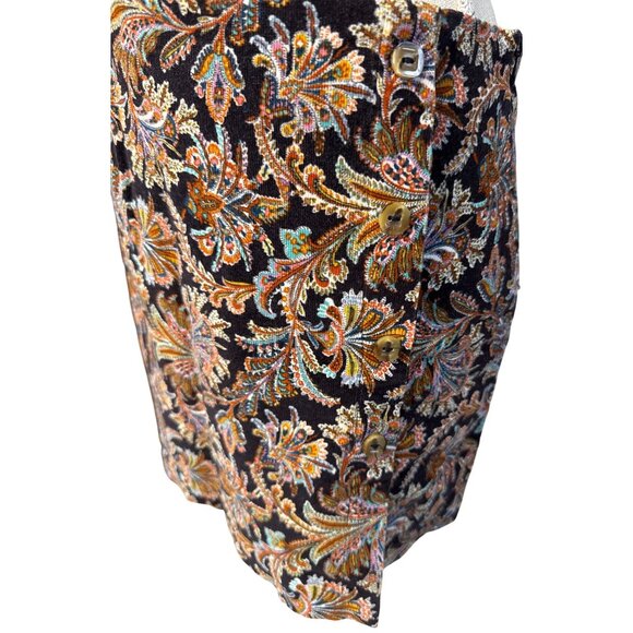 Zara Multicolored Paisley Corduroy Button-Down Skirt M - Picture 2 of 9